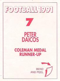 1991 Select AFL Stickers #7 Peter Daicos Back